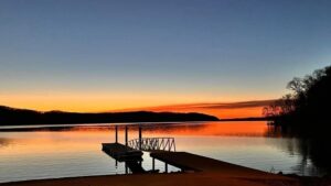 Sunset on a lake dock